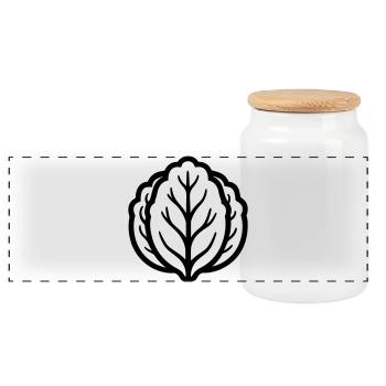 cabbage - Panoramic Cookie Jar with Wooden Lid - white - Front