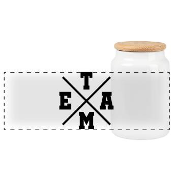 Team - Panoramic Cookie Jar with Wooden Lid - white - Front