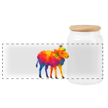 Bateau arc-en-ciel à 5 pattes - Boîte à biscuits avec couvercle en bois - blanc - Devant