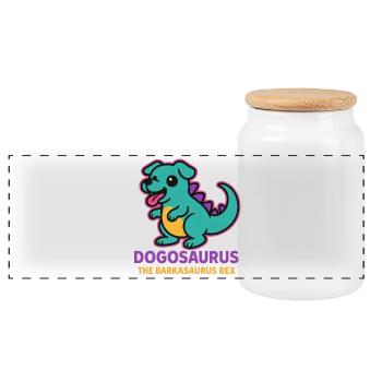 Dogosaurus - The Barkasaurus Rex - Panoramic Cookie Jar with Wooden Lid - white - Front