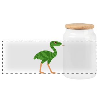 The ostrich snake, the snake that runs! - Panoramic Cookie Jar with Wooden Lid - white - Front