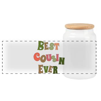 Meilleur cousin de tous les temps - Boîte à biscuits avec couvercle en bois - blanc - Devant