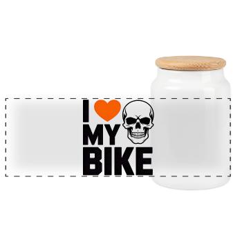 I Love My Bike Epic Biker Skull Passion Ride - Panorama Keksdose mit Holzdeckel - Weiß - Vorne