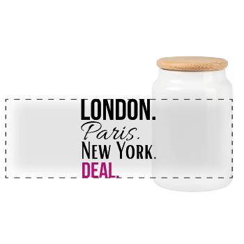 Kopie_von_London - Panoramic Cookie Jar with Wooden Lid - white - Front
