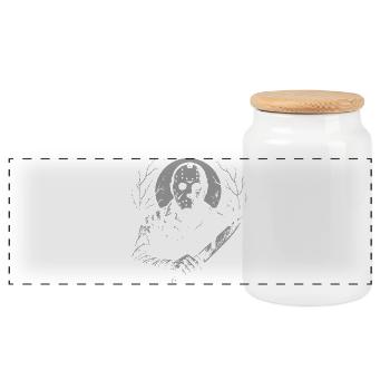 Halloween Party Mask - Panoramic Cookie Jar with Wooden Lid - white - Front