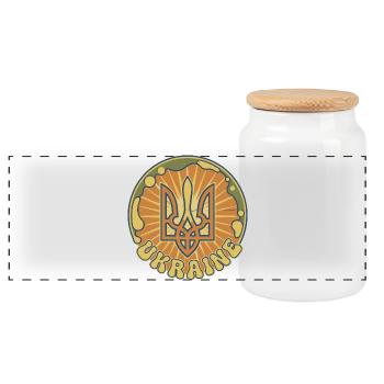 Insigne de soleil Trident ukrainien - Boîte à biscuits avec couvercle en bois - blanc - Devant