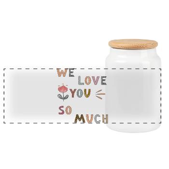 We love you so much flowers - Panoramic Cookie Jar with Wooden Lid - white - Front