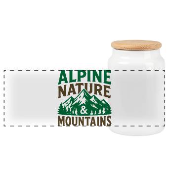 Alpine Mountains Nature Scenic Tee - Boîte à biscuits avec couvercle en bois - blanc - Devant