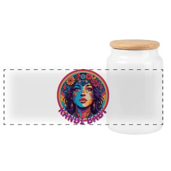 Kandi Baby EDM Psychedelic Trance Festival - Panoramic Cookie Jar with Wooden Lid - white - Front