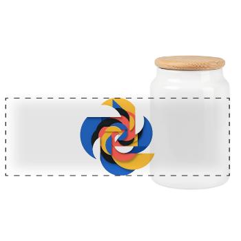 Abstract Geometric - Panoramic Cookie Jar with Wooden Lid - white - Front