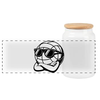 Cool VolleyBall - Sports Logo - Panoramic Cookie Jar with Wooden Lid - white - Front