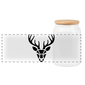 Hunting Deer - Cool Hunter Logo - Panoramic Cookie Jar with Wooden Lid - white - Front