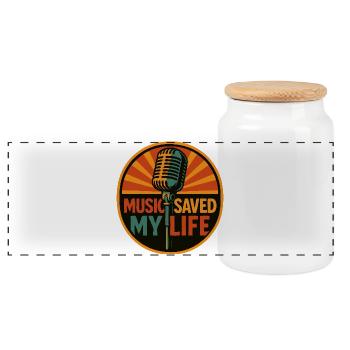Music Saved My Life Retro Tri-blend T-Shirt - Panoramic Cookie Jar with Wooden Lid - white - Front