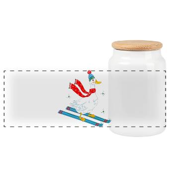 Oie sur les skis - Boîte à biscuits avec couvercle en bois - blanc - Devant