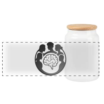 Community Brain Circle - Panoramic Cookie Jar with Wooden Lid - white - Front