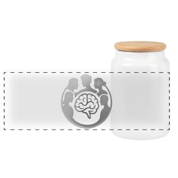 Cerveau dans le cercle des têtes - Boîte à biscuits avec couvercle en bois - blanc - Devant