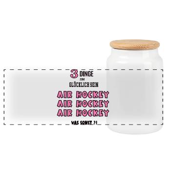 Air Hockey What Else Game Air Hockey Players - Panoramic Cookie Jar with Wooden Lid - white - Front