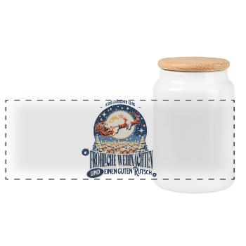 Christmas greetings - Panoramic Cookie Jar with Wooden Lid - white - Front