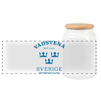 Vadstena, Sverige, Suède - Boîte à biscuits avec couvercle en bois - blanc - Devant