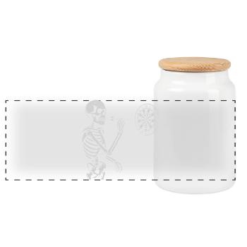 Skeleton jouant aux fléchettes - Boîte à biscuits avec couvercle en bois - blanc - Devant