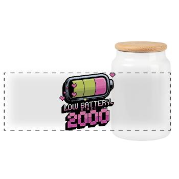 Y2K Retro – Batterie faible depuis 2000 - Boîte à biscuits avec couvercle en bois - blanc - Devant