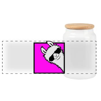 Lama Cool Peeks Around Corner Side Sunglasses Alpaca - Panoramic Cookie Jar with Wooden Lid - white - Front