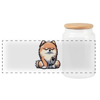 Parlez à la patte Poméranien Poméranien Spitz de Poméranie - Boîte à biscuits avec couvercle en bois - blanc - Devant