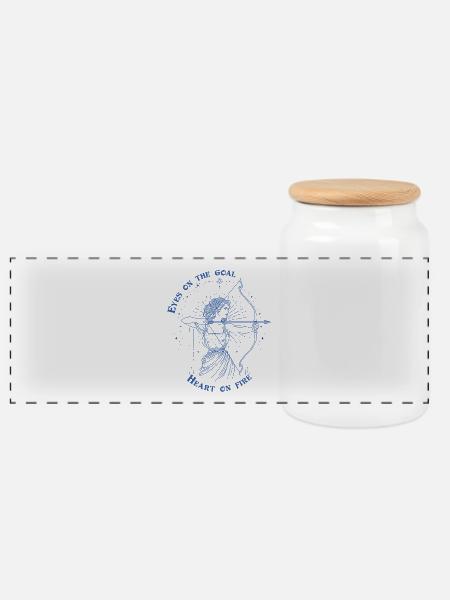 Sagittarius Zodiac Archer Star Sign Gift - Panoramic Cookie Jar with Wooden Lid - white