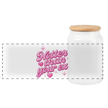 Plus chaud que ton ex - Boîte à biscuits avec couvercle en bois - blanc - Devant