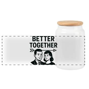 Mariage Amour - Better Together - Boîte à biscuits avec couvercle en bois - blanc - Devant