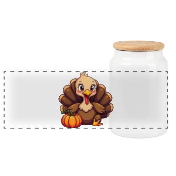 Bébé dinde de Thanksgiving - Boîte à biscuits avec couvercle en bois - blanc - Devant