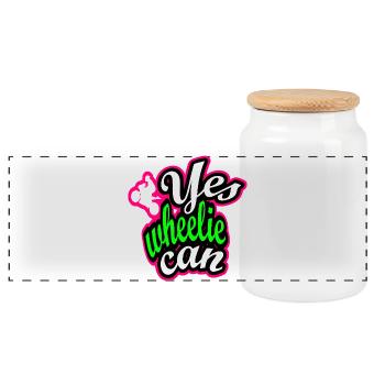 Design de style urbain en wheelie - Boîte à biscuits avec couvercle en bois - blanc - Devant