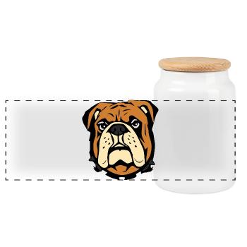 personalized bulldogs gift t-shirt dogs - Panoramic Cookie Jar with Wooden Lid - white - Front