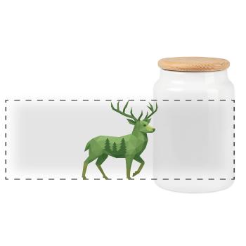 Geometric Deer - Panoramic Cookie Jar with Wooden Lid - white - Front