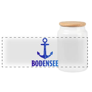 Anker Bodensee Urlaub Schiff - Panorama Keksdose mit Holzdeckel - Weiß - Vorne