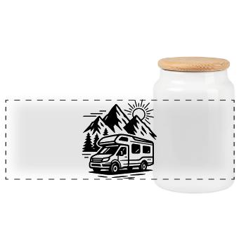 Campeur - Boîte à biscuits avec couvercle en bois - blanc - Devant