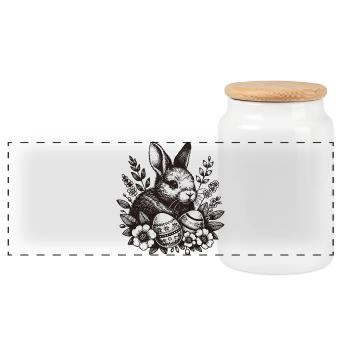 Osterhase - Panorama Keksdose mit Holzdeckel - Weiß - Vorne