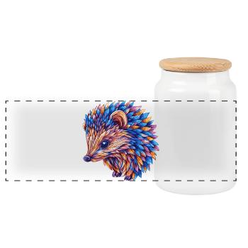 Hedgehog Colorful - Panoramic Cookie Jar with Wooden Lid - white - Front
