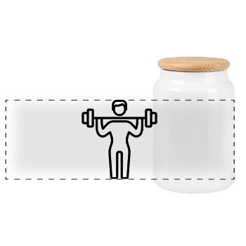 bodybuilding - Panoramic Cookie Jar with Wooden Lid - white - Front