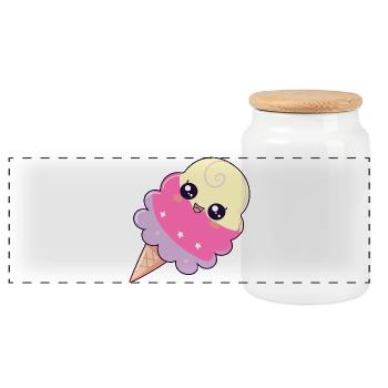 Pastellfarbene Kawaii Eissterne - Panorama Keksdose mit Holzdeckel - Weiß - Vorne