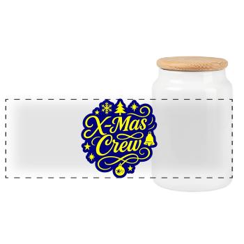 Xmas Crew Christmas - Panoramic Cookie Jar with Wooden Lid - white - Front