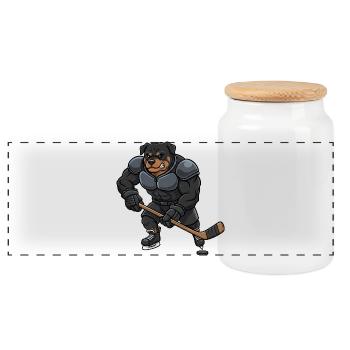 Cooler Rottweiler Eishockeyspieler Herrchen Sport - Panorama Keksdose mit Holzdeckel - Weiß - Vorne