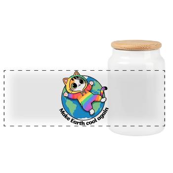 Sauver la planète terre, Make Earth cool again - Boîte à biscuits avec couvercle en bois - blanc - Devant