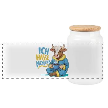 Kuh Kaffee Morgenmuffel Lustig Alpen Introvertiert - Boîte à biscuits avec couvercle en bois - blanc - Devant
