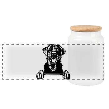 Tête du Labrador - Boîte à biscuits avec couvercle en bois - blanc - Devant