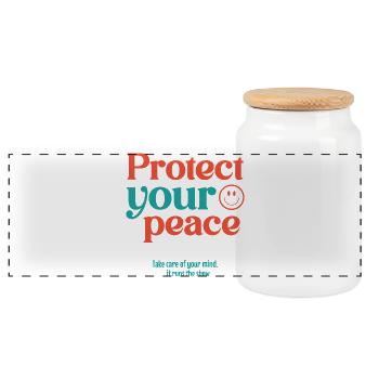 Protect Your Peace - Panoramic Cookie Jar with Wooden Lid - white - Front