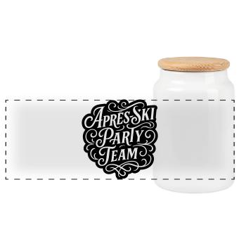 Équipe de la fête d’après-ski - Boîte à biscuits avec couvercle en bois - blanc - Devant