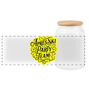 Apres Ski Party Team Spruch - Panorama Keksdose mit Holzdeckel - Weiß - Vorne