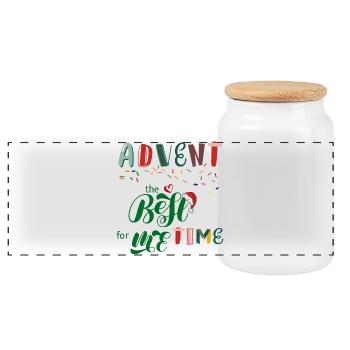 Advent the best time - Panoramic Cookie Jar with Wooden Lid - white - Front