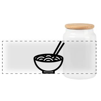 Ramen - Panoramic Cookie Jar with Wooden Lid - white - Front